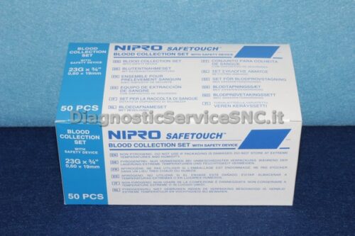 Set prelievo ago a farfalla 23G + dispos. sicurezza 50 pz