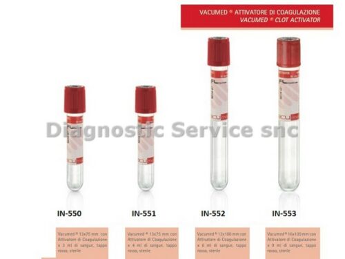 Vacumed 13x75 mm con attivatore di coagulazione 2 ml tappo rosso 1.200 pz