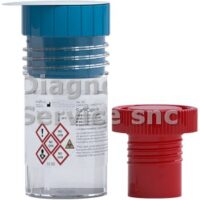 SafeCapsule Contenitore con tappo a vite blu preriempitp con soluzione tampone 33 ml 35 pzSafeCapsule capsula di sicurezza rossa preriempita con formalina 7 ml 35 pz